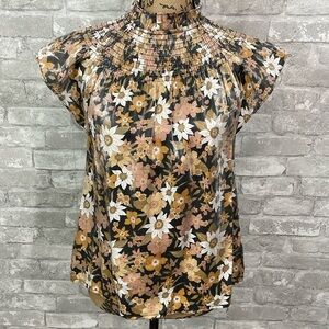 Moodie Black Floral Smocked Top